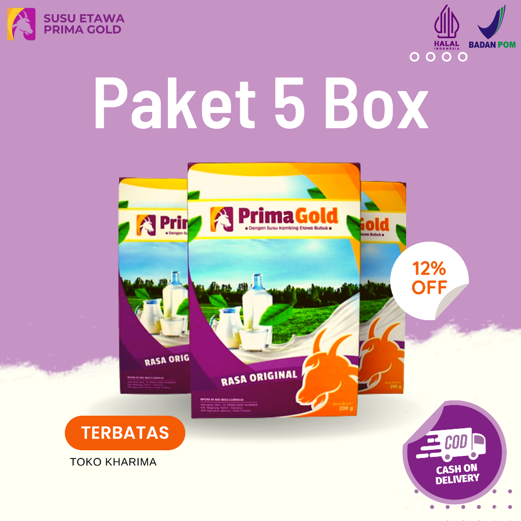 

[ 5 BOX ] Susu Prima Gold Susu Bubuk Kambing Etawa 200gr