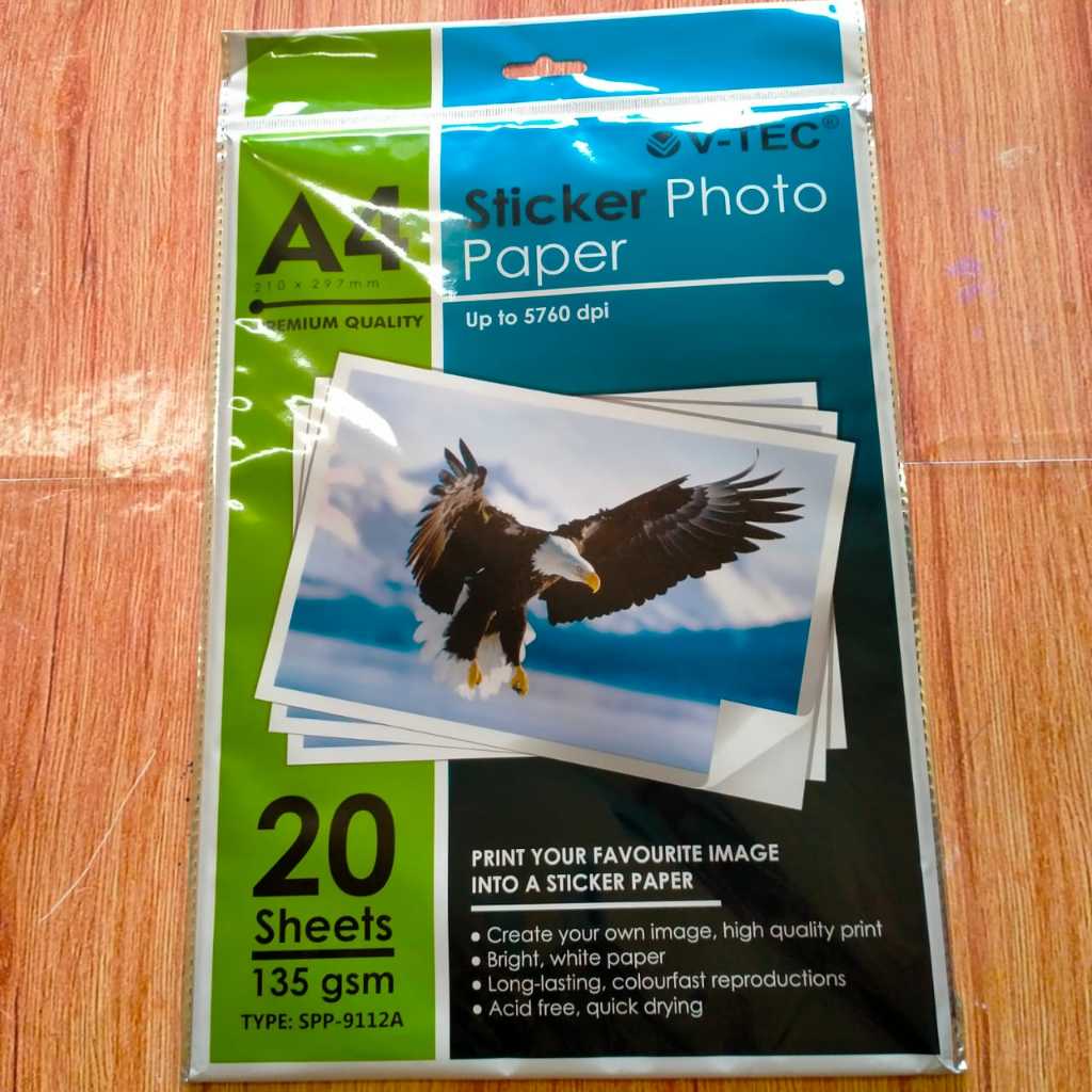 

Glossy Sticker Photo Paper Kertas Foto Stiker Mengkilap V-TEC VTec 135gsm - V-Tec 135 gsm