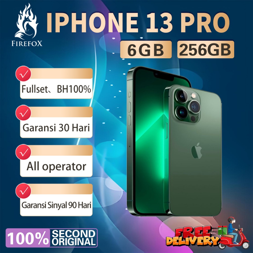 iPhone 13 Pro 256GB Second BEKAS ORIGINAL100% INTER 6.1"OLED-Ori FULLSET Mulus Like New Smartphone