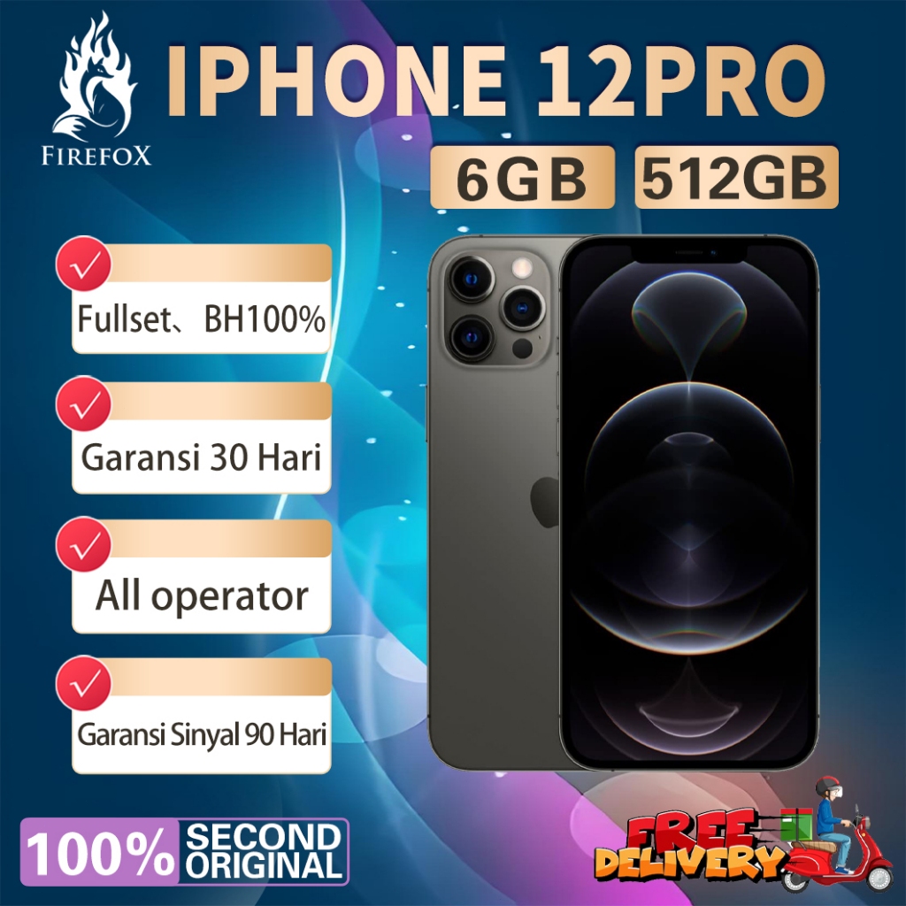 iPhone 12Pro 512GB Fullset Second Original100% INTER 5G 6.1"OLED-Ori Mulus Normal Like New HandPhone