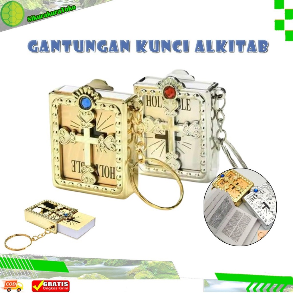 (Skr) Gantungan Kunci Alkitab / Key Chain holy bible bisa lepas pasang