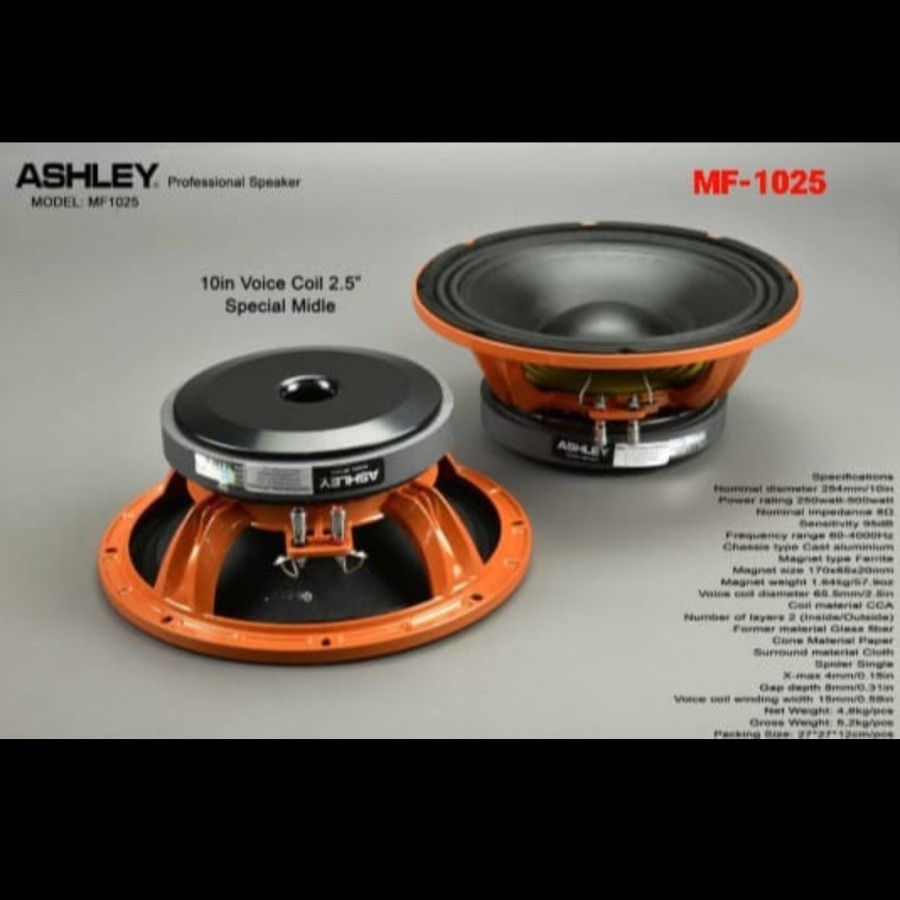 Speaker komponen ashley mf1025 mf 1025 10inch original
