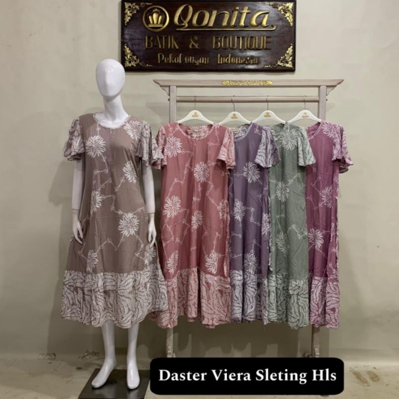 (LD 100 CM) Daster Qonita Batik Pekalongan Busui Friendly ll Daster Viera Sleting Hls