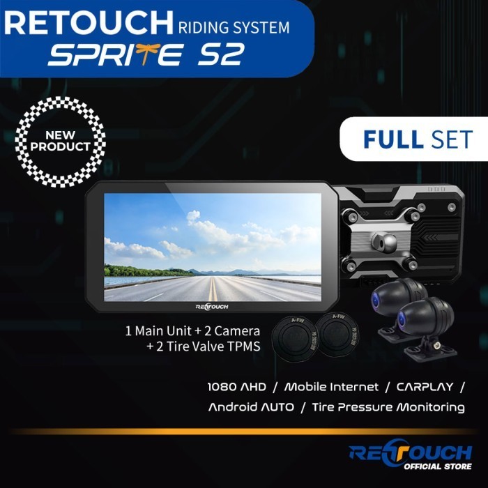 Retouch Sprite s2 dashcam kamera motor depan belakang gps maps vlogger SP