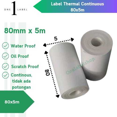

ONELABEL Label Thermal Sticker / Label 80mm x 5m CONTINOUS