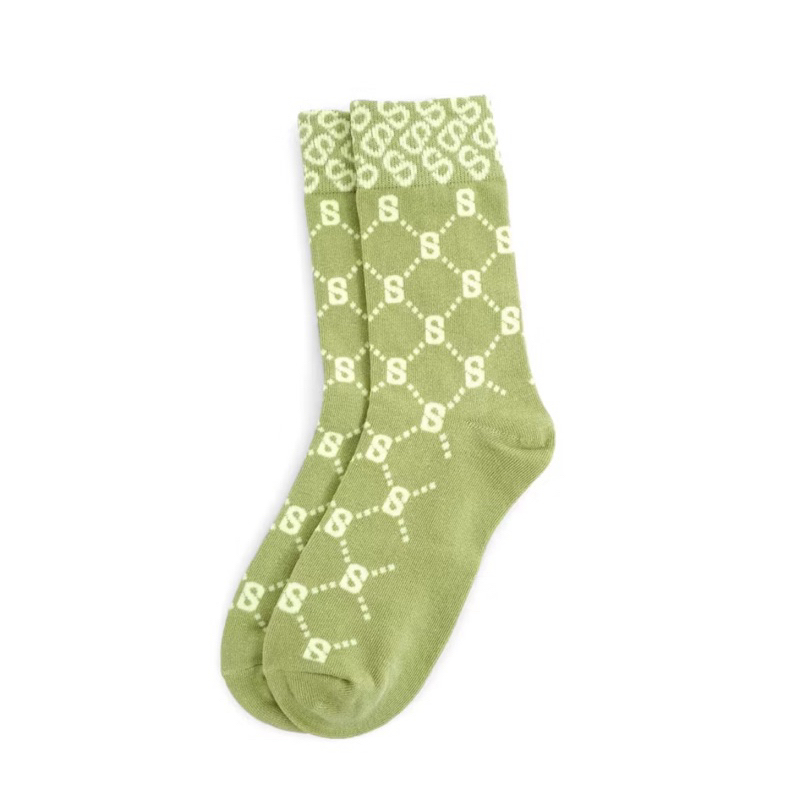 DISKON Monogram socks kaos kaki monogram series buttonscarves