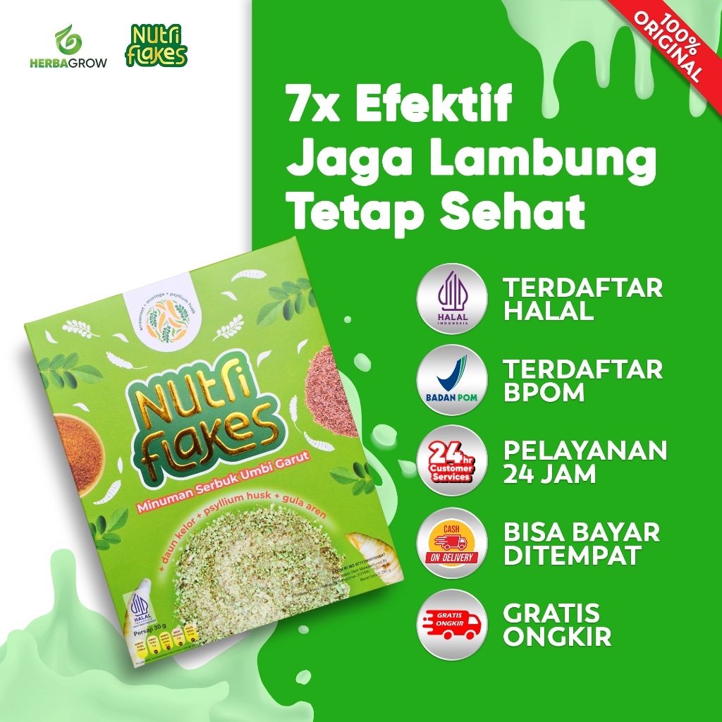 

Nutriflakes Original Sereal Umbi Garut Suplemen Makanan Diet Atasi Asam Lambung Maag Kronis Gerd