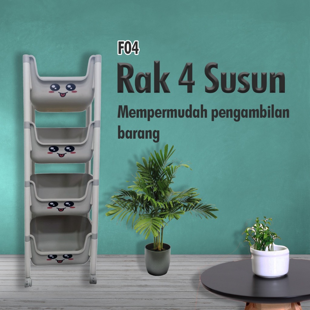 Luxuryparty - Rak 4 Susun Karakter / Rak Portable Multifungsi / Rak Tempat Mainan Anak - Rak Boneka 