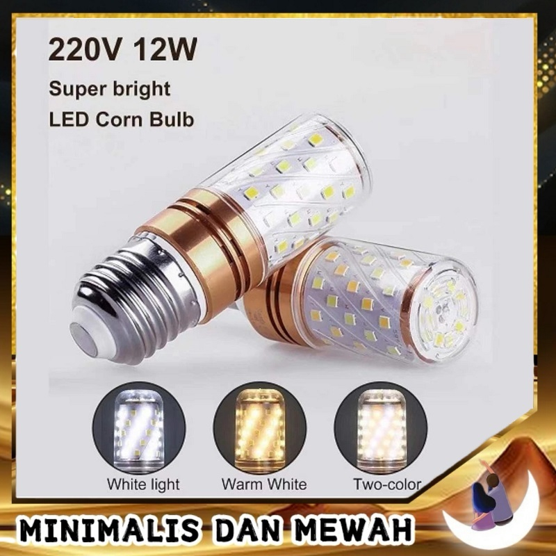Lampu Candle LED E27/E14 Lampu Bohlam LED Jagung Fitting 12W FITTING PUTAR LAMPU HIAS LED BULB PUTIH