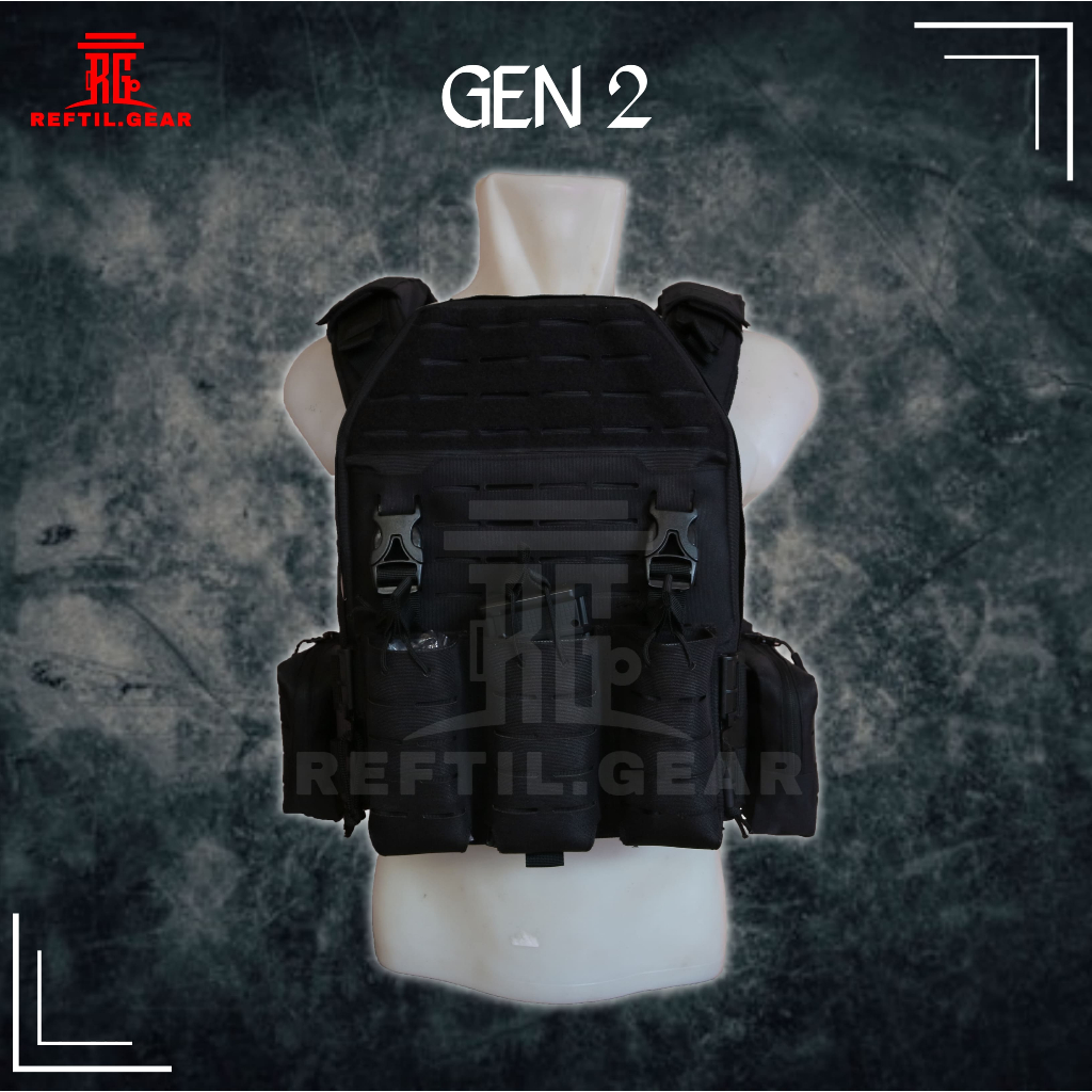 Rompi Body Vest Laser cut Gen 2 TNI POLISI Double Quick Release - Bodyvest Hitam