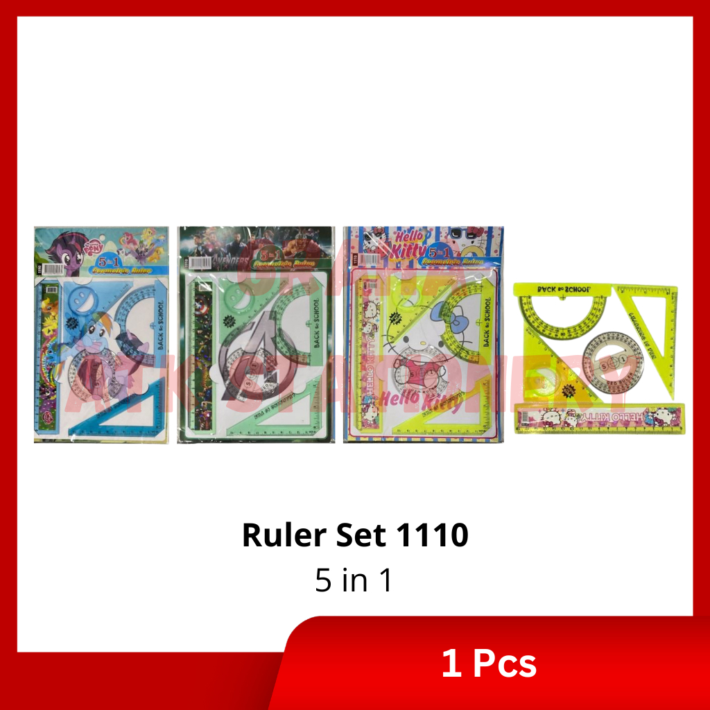 

[1 Set] Penggaris Geometric Set 5in1 1110 / Rol / Garisan Geometric Set 5in1 1110