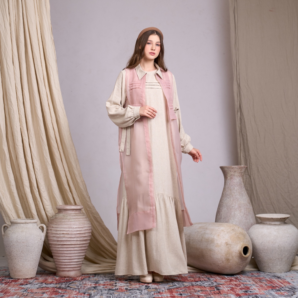 Sausan - Lorie Outer Dress - Dress Linen Outer Organza Premium