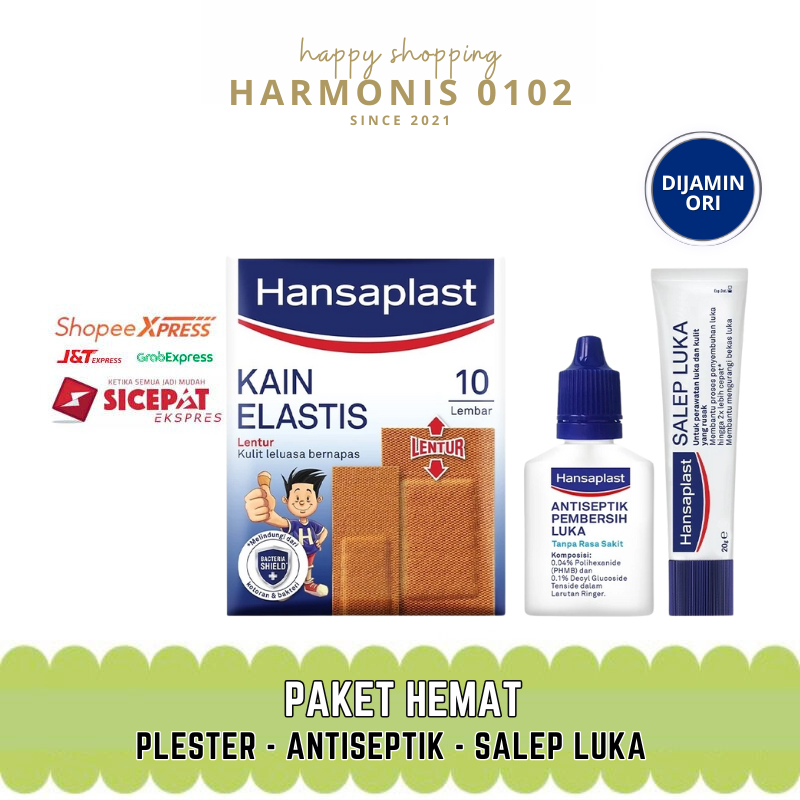 Hansaplast Wound Special Bundle - Hansaplast Kain Elastis Mix 10's - Antiseptik Tetes 20mL - Salep L