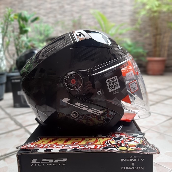Helm halfface LS2 OF603 INFINITY 2 Solid Carbon Glossy Original .