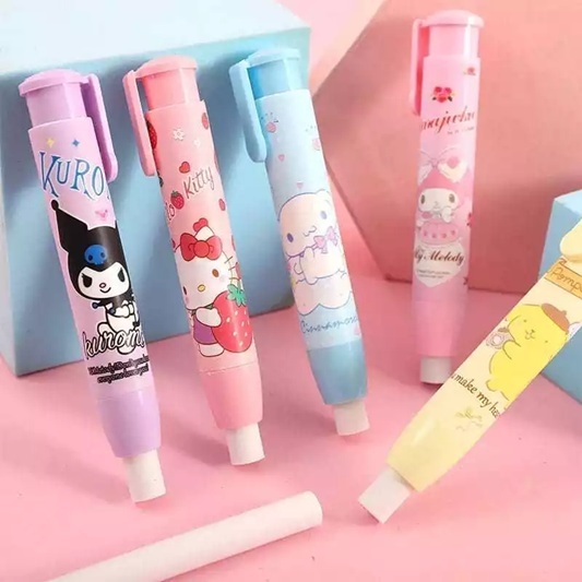 

Eraser Cartoon Press Pen Modeling Koreksi Karet Alat Tulis Sekolah / Retractable Cute Eraser Korean Style Penghapus Pensil
