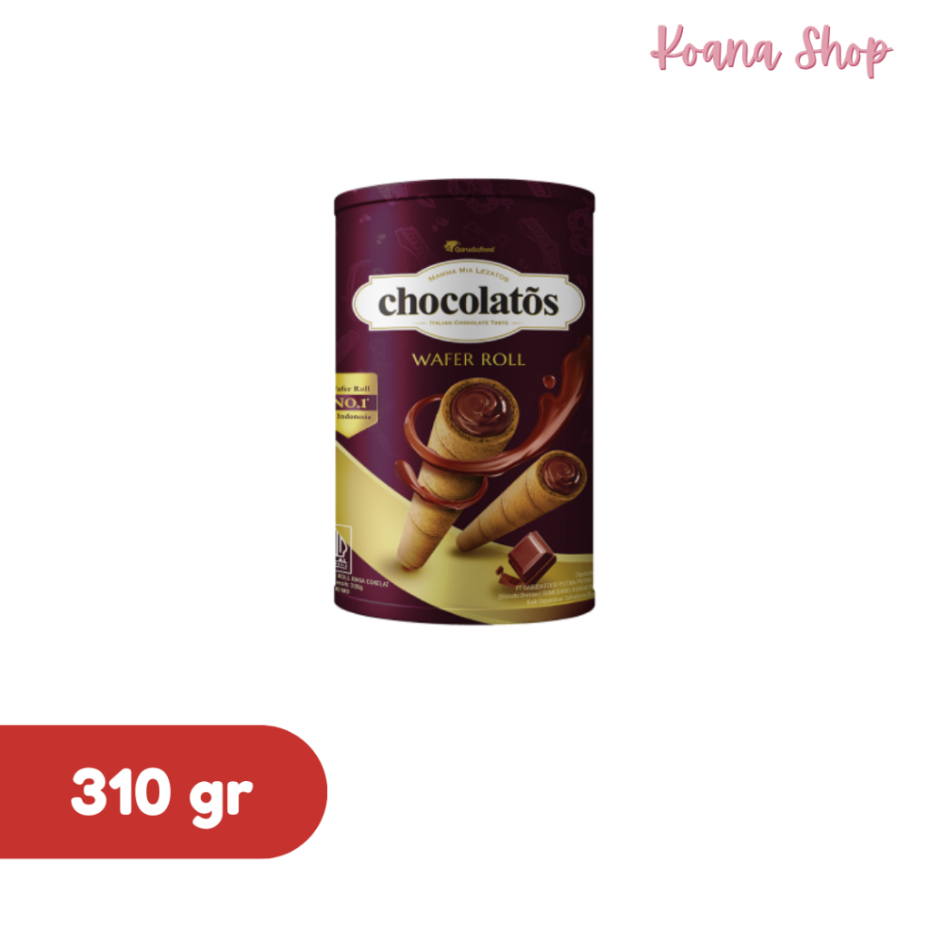 

Chocolatos Wafer Roll Coklat Kaleng 310 gr