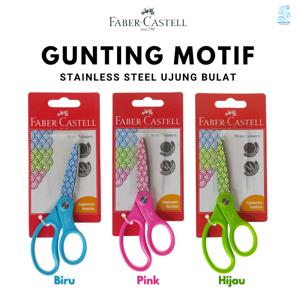 

Faber Castell Gunting Motif Stainless Steel Ujung Bulat Desain Ergonomis - Biru / Hijau / Pink