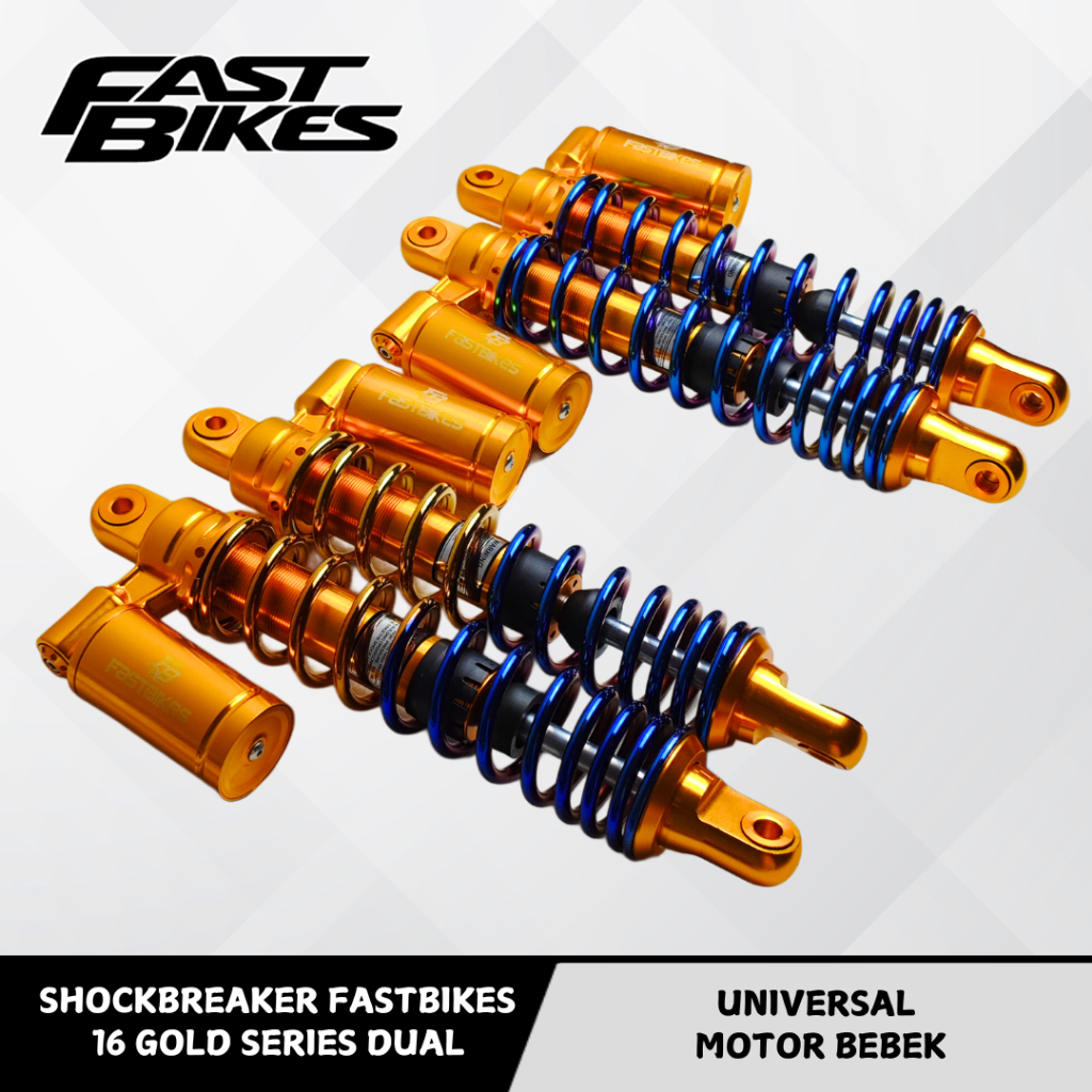 Shockbreaker FASTBIKES Dual Tabung Bawah Gold Series 280 320 340MM Motor Bebek Universal Model 16