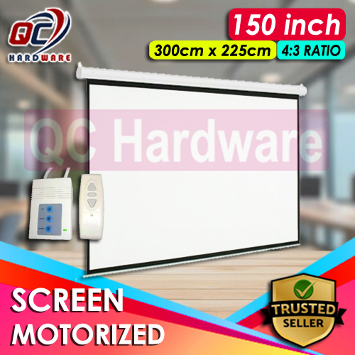 Screen Projector Motorized 150" inch 4:3 - Layar Proyektor Remote Otomatis