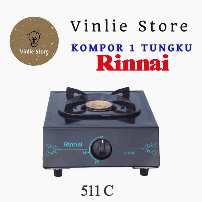 Kompor Gas RINNAI 511C 1 Tungku Body Teflon Burner Kuningan
