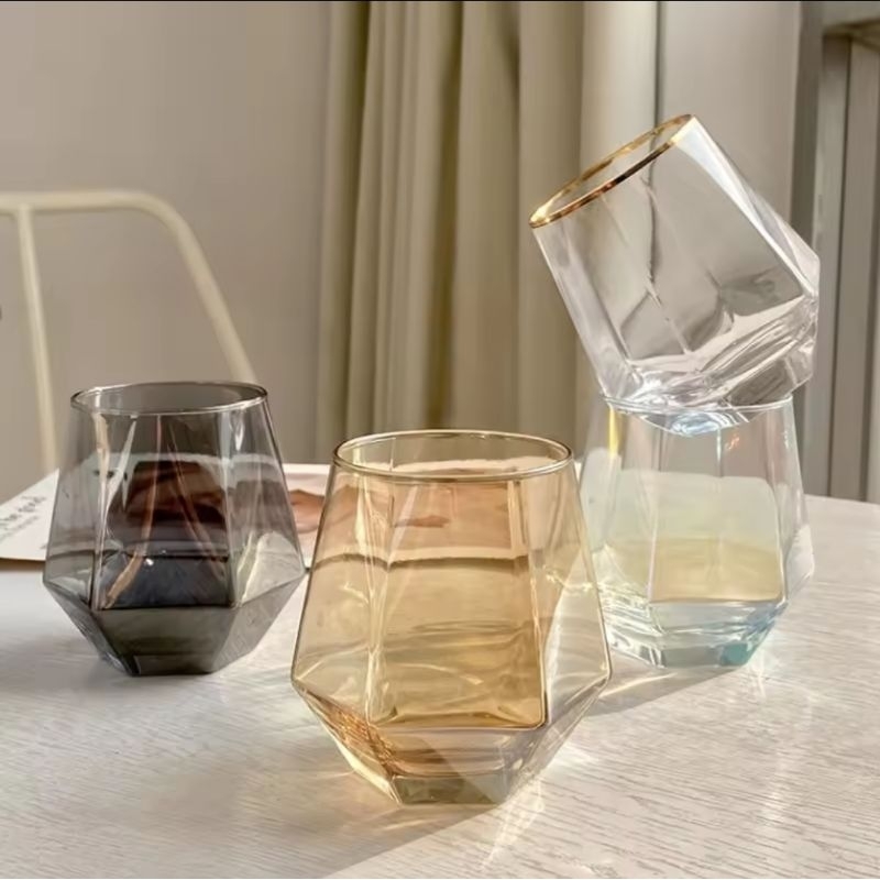 LIMANO Gelas Hexagonal List Gold