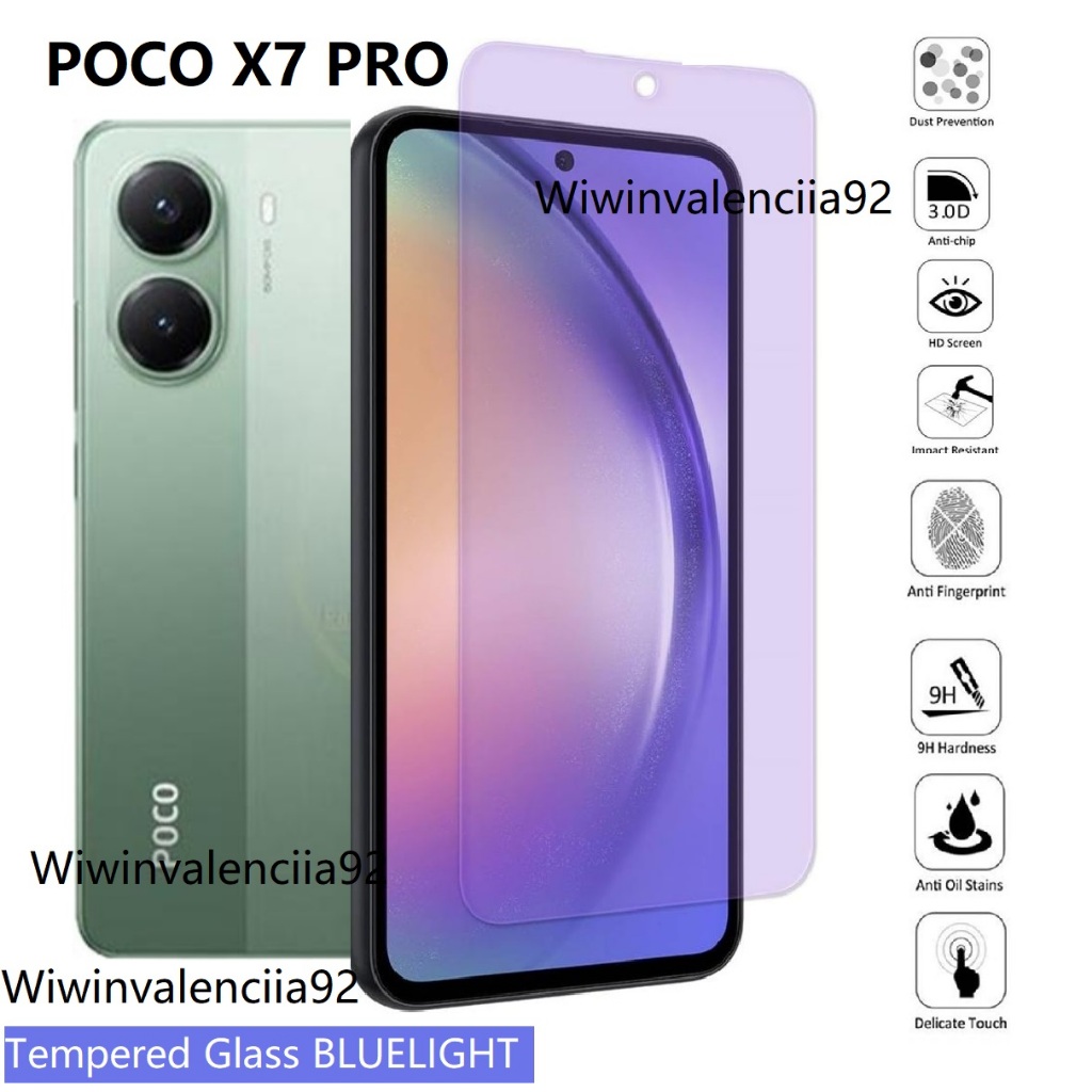 TG Screen Protector Full COVER Anti BLUE LIGHT 5G For POCO X7 Pro X6 X5 X3 Nfc GT Pro C65 C75 Temper