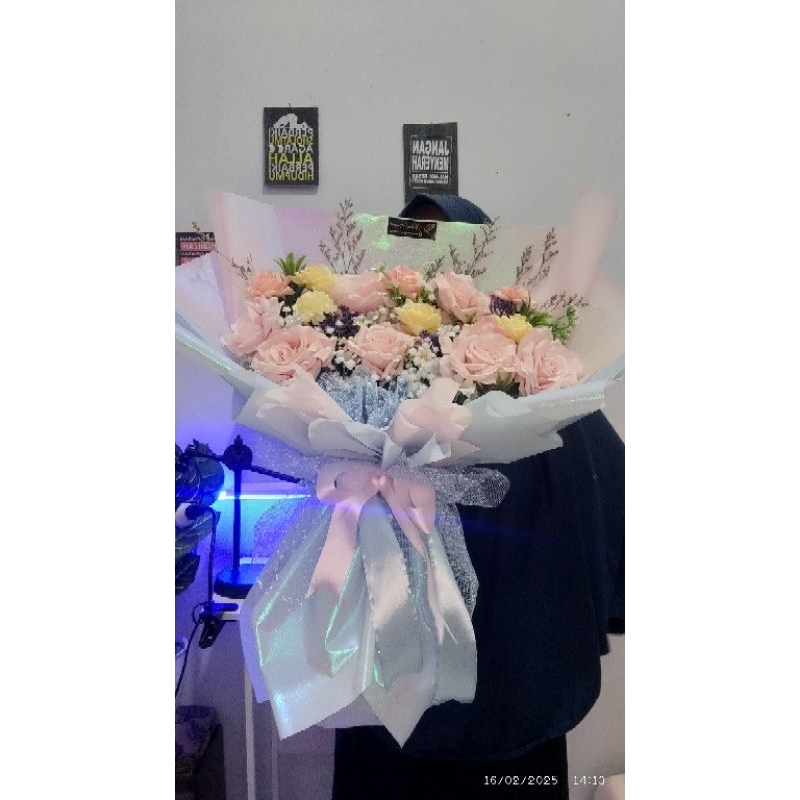 (BESAR) BUKET BUNGA LAMARAN BUCKET BUNGA ARTIFICIAL - BUKET HOLOGRAM BUKET UNICORN bucket warna past