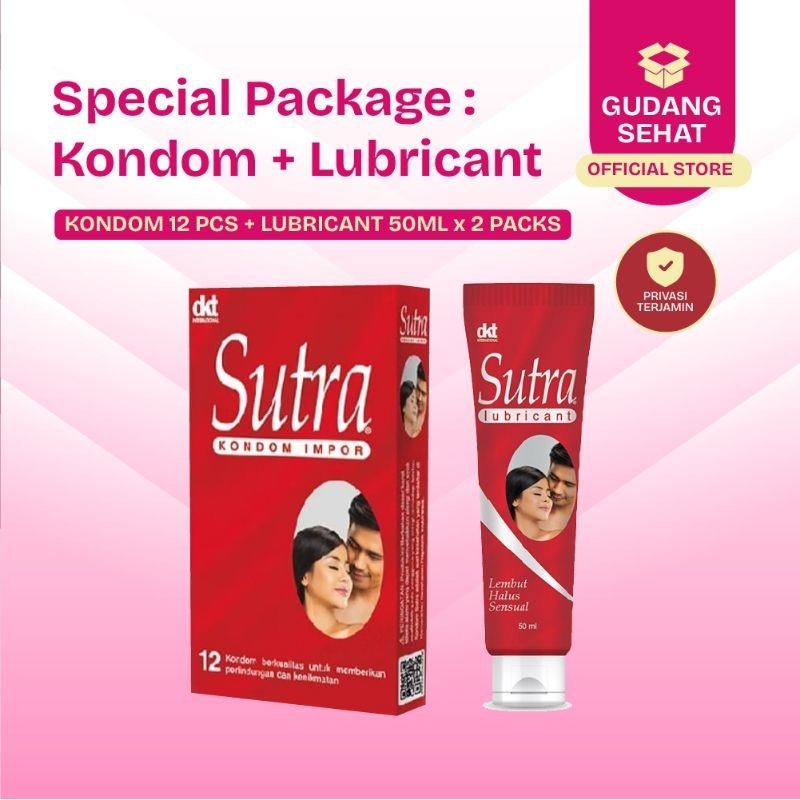 [ Spesial Package ] Kondom Sutra Merah 12+3 dan Lubricant Sutra 50ml