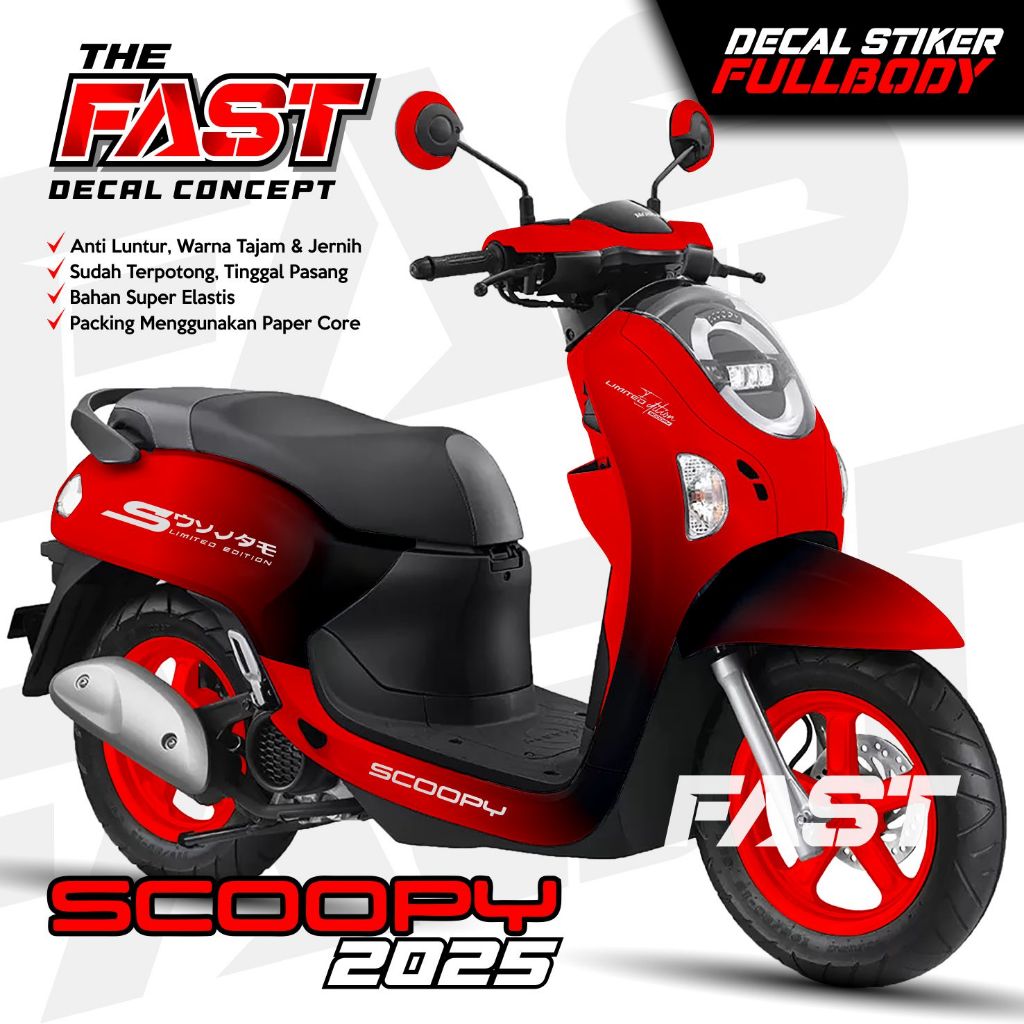 Decal Scoopy 2025 Full Body Bunglon Hitam Lis Variasi Stiker Honda Scoopy 2025 Variasi Keren Stripin
