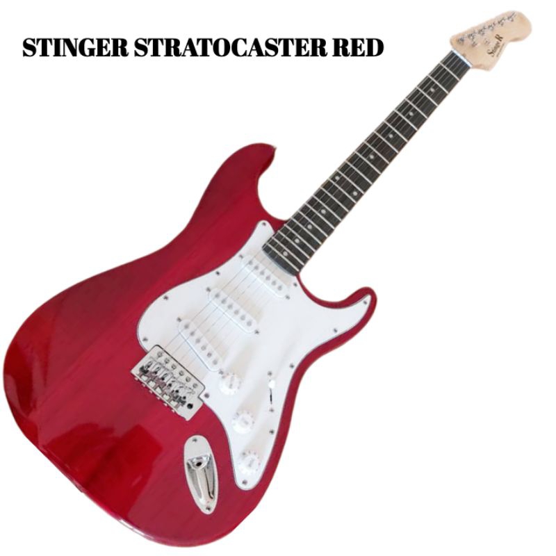 Gitar Elektrik Stinger Stratocaster SST10 Red Transparant