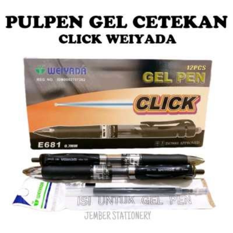 

(1pcs) Pen Gel klik 0.7mm Cetekan / Pulpen Gel Klik / tinta hitam pekat