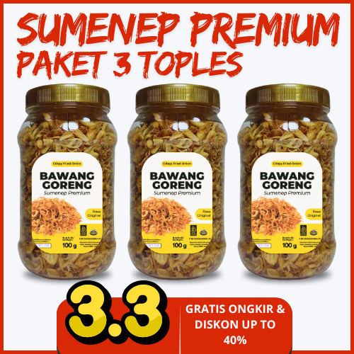 

BAWANG MERAH GORENG SUMENEP PREMIUM PAKET 3 TOPLES TERMURAH