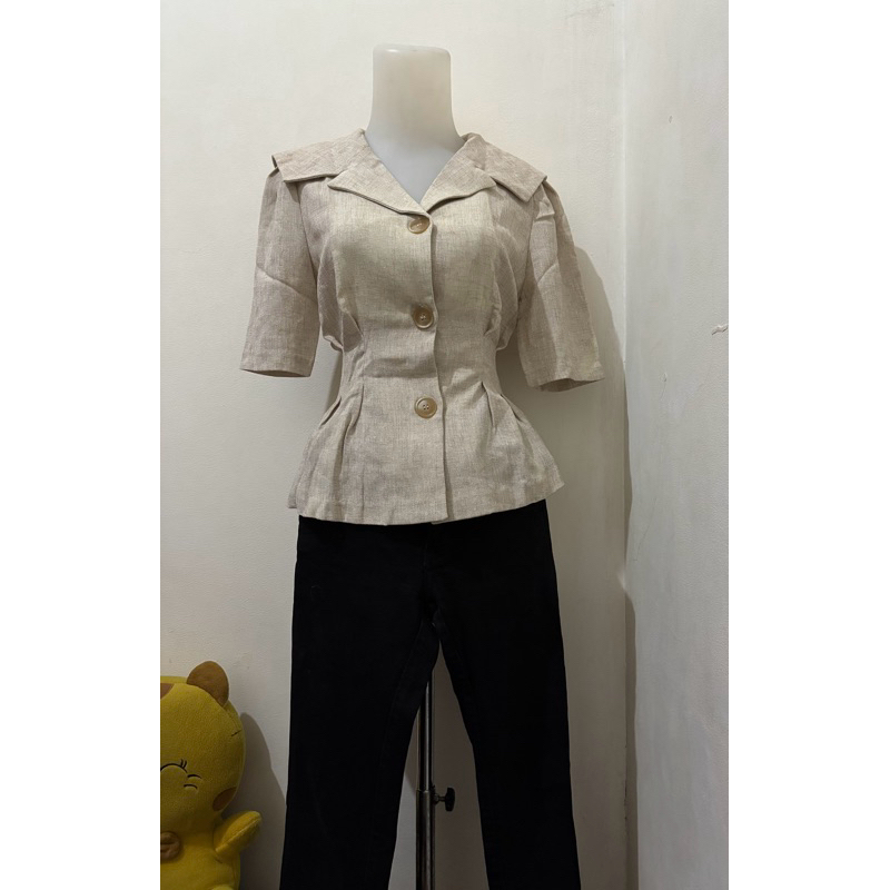pakaian wanita/kemeja lengan pendek/baju ngantor/kerja/style korean/kemeja polos/kemeja khaki/lengan
