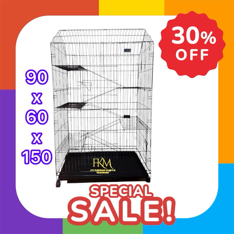 FKM Kandang kucing PREMIUM Jumbo 5 tingkat 90x60x155