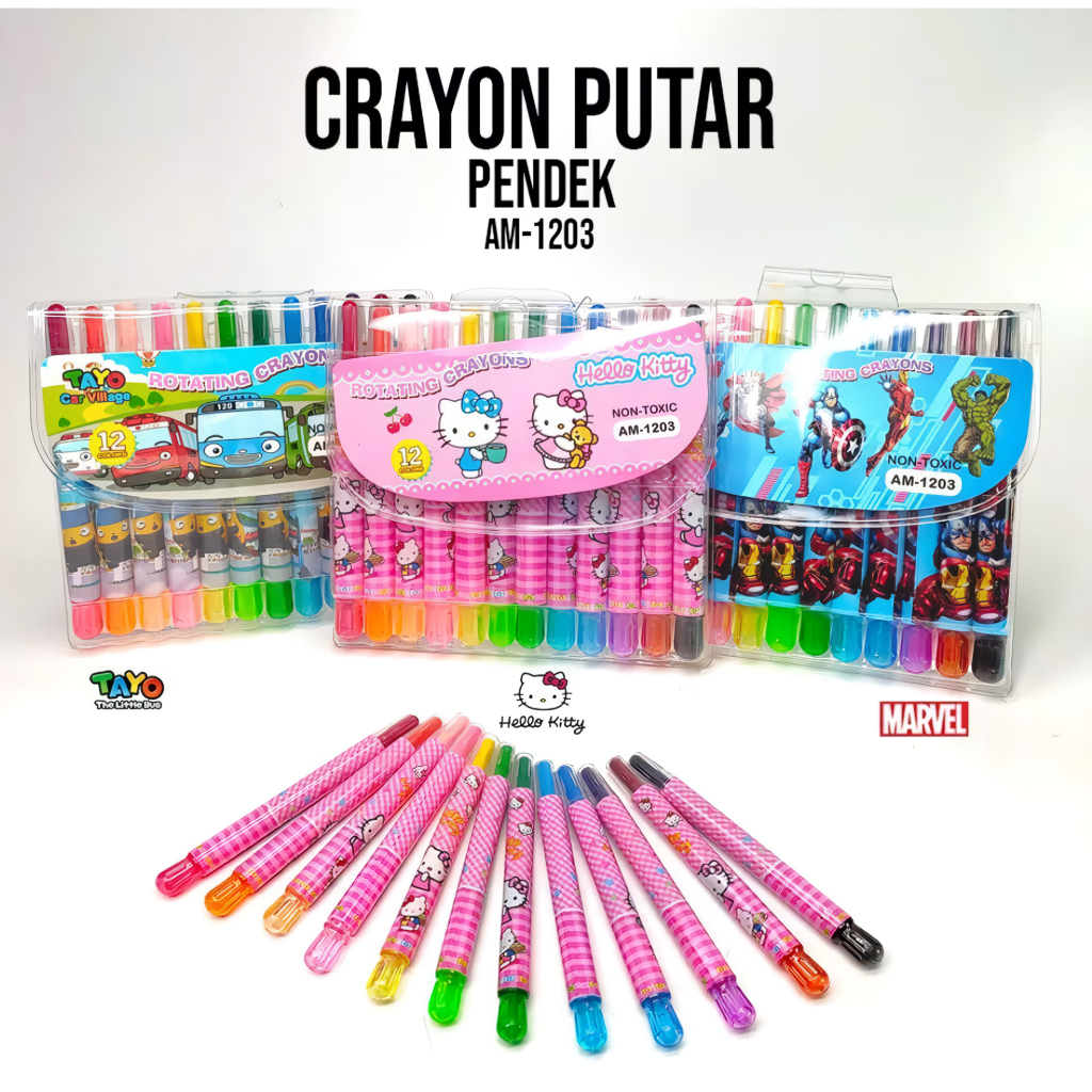 

Rolling Crayon Characters 1011 - Crayon Putar Pendek 12 Warna Tersedia 10 Motif