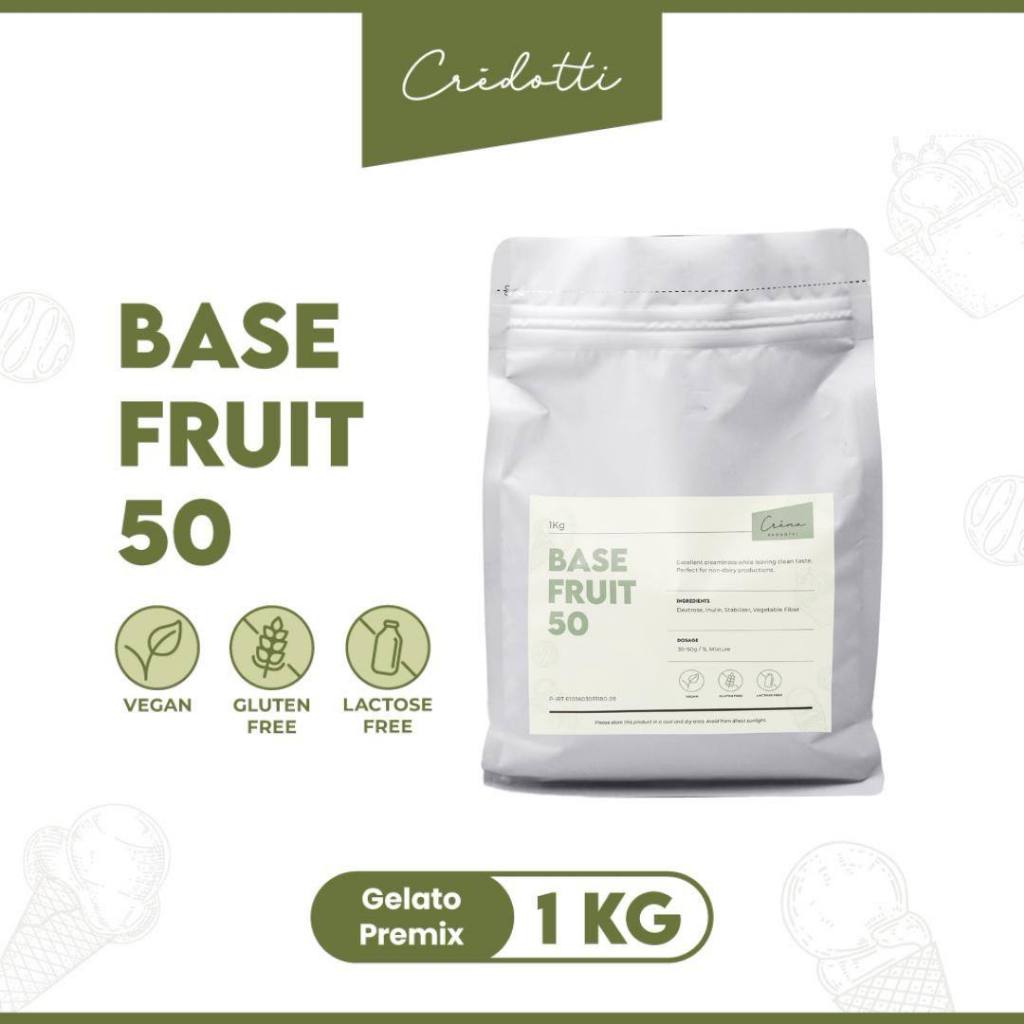 

CREMA - Premix Gelato Powder Base Fruit 50 / Bubuk Fiber Penstabil Non Dairy (1kg)