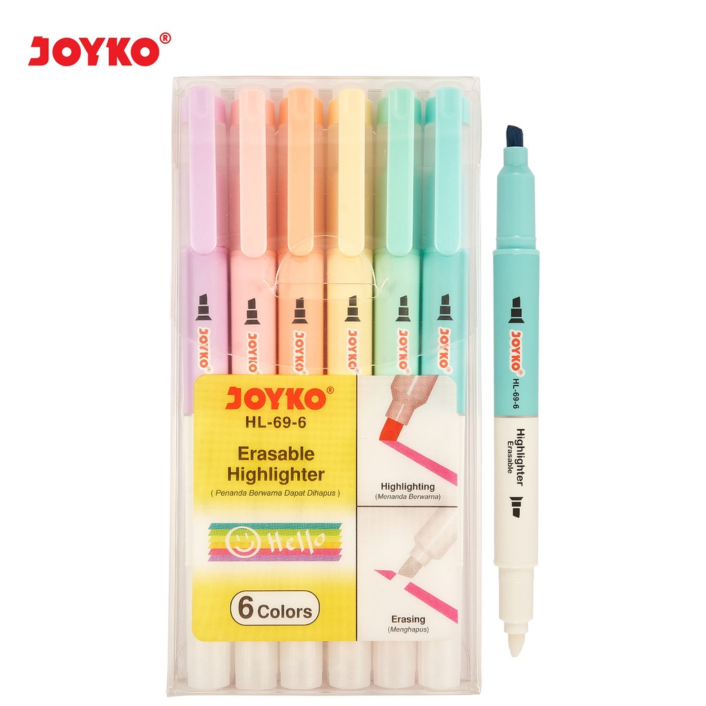

Erasable Highlighter Joyko HL-69-6 / Penanda Berwarna Joyko Dapat Dihapus HL-69-6