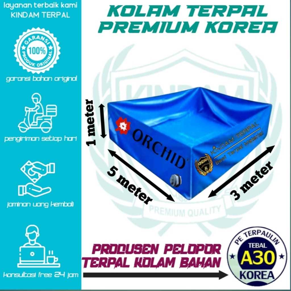 KOLAM TERPAL ORCHID 5x3x1 | ORCHID OX AWET 5 TAHUN LEBIH GARANSI BOCOR MURAH HANYA TERPAL