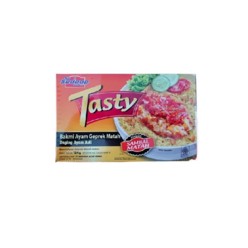 

Mie Sedaap Tasty Bakmi ayam Geprek Daging ayam Asli 129g