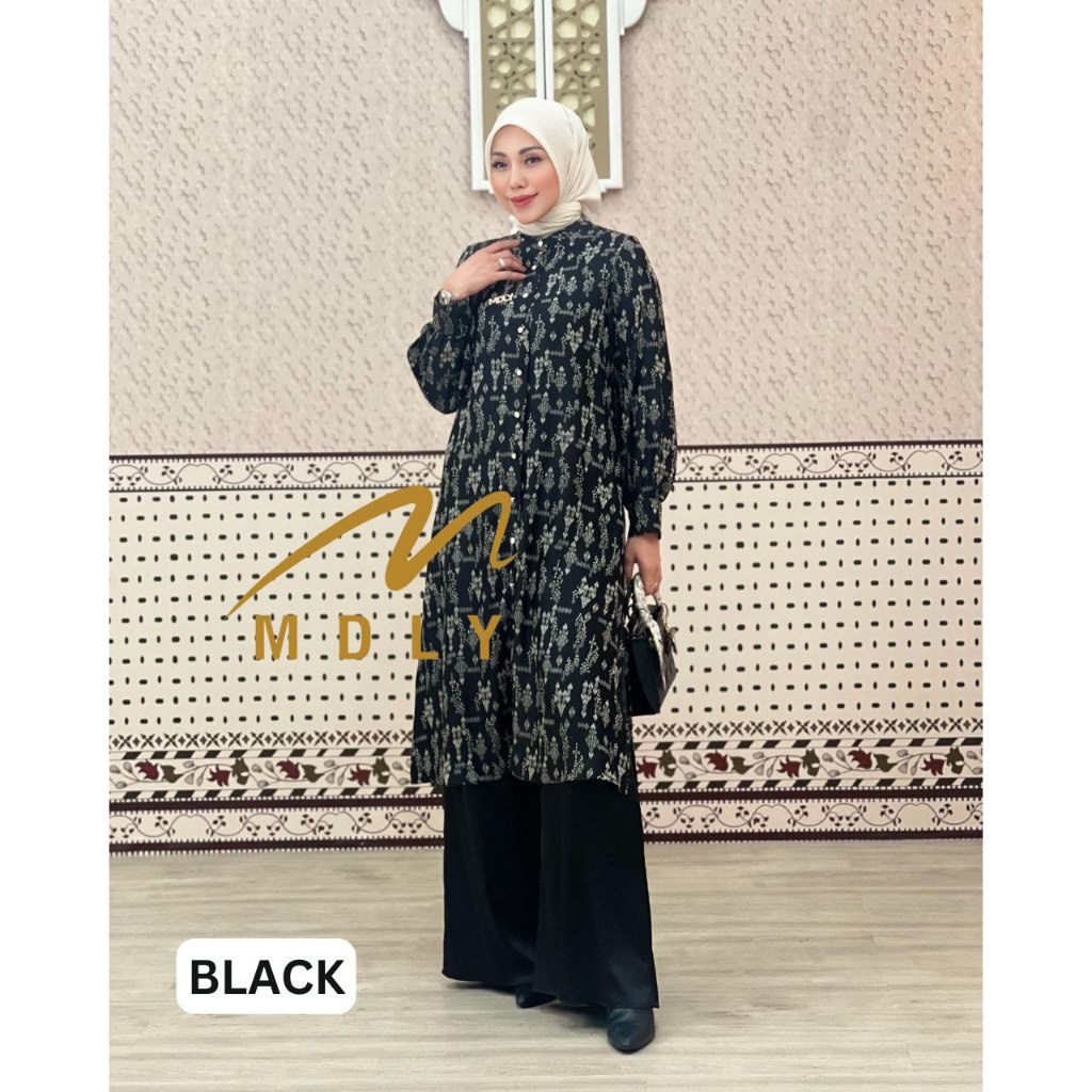 MDLY Baju setelan wanita/One Set Baju Celana Tunik Motif Floral Printing/Afra Set Vol.2 by MDLY