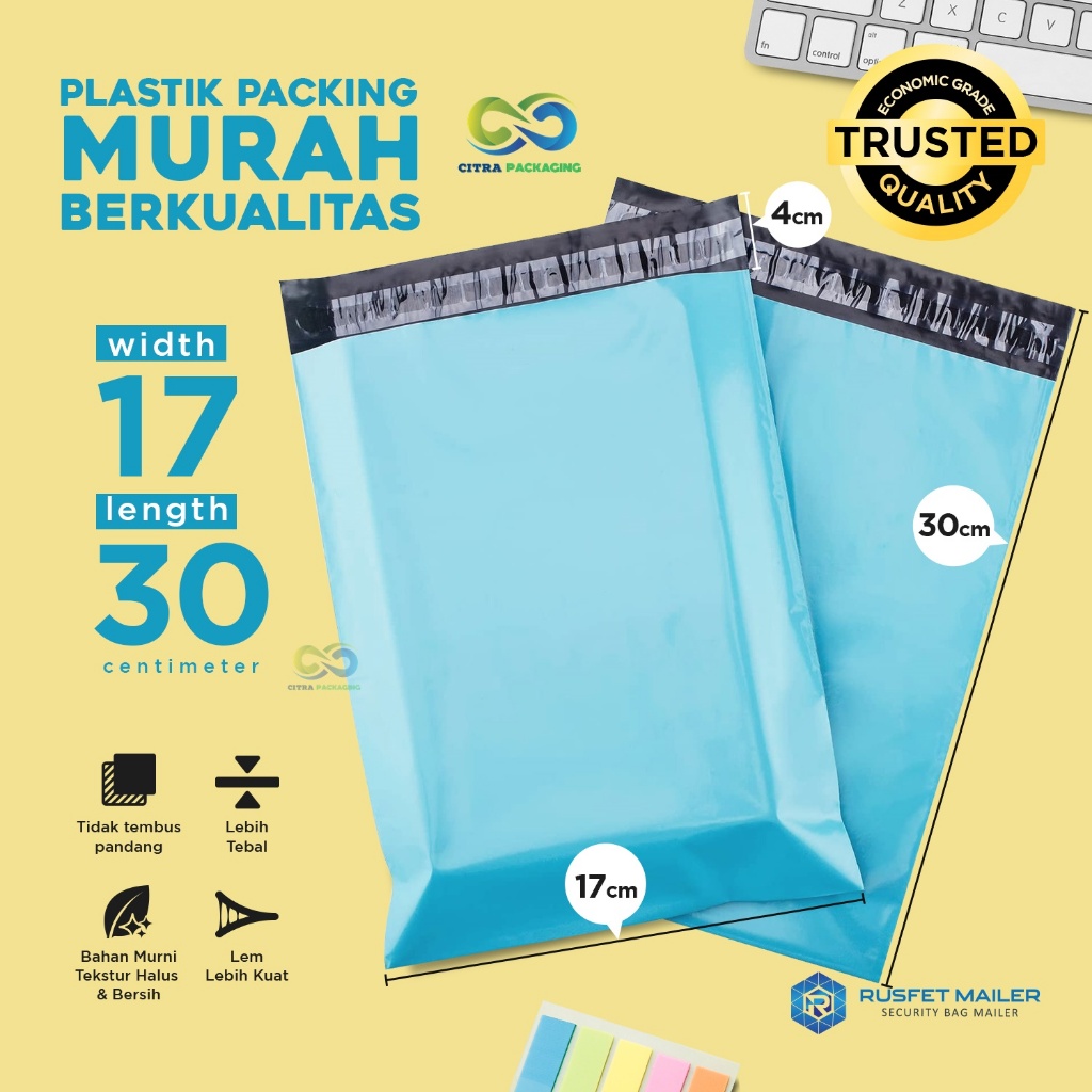 

POLYMAILER AMPLOP PACKING ONLINE TERMURAH - ISI 100 LEMBAR 17 X 30 Baby Blue