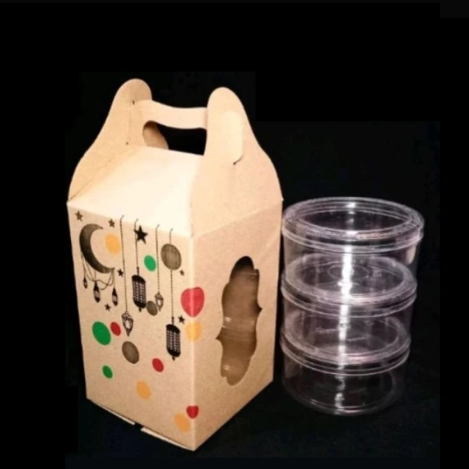 

5 Pcs Gable Box Jendela Mika 14x14x20cm Dus Packaging Hampers Parcel 3 Toples 500gr