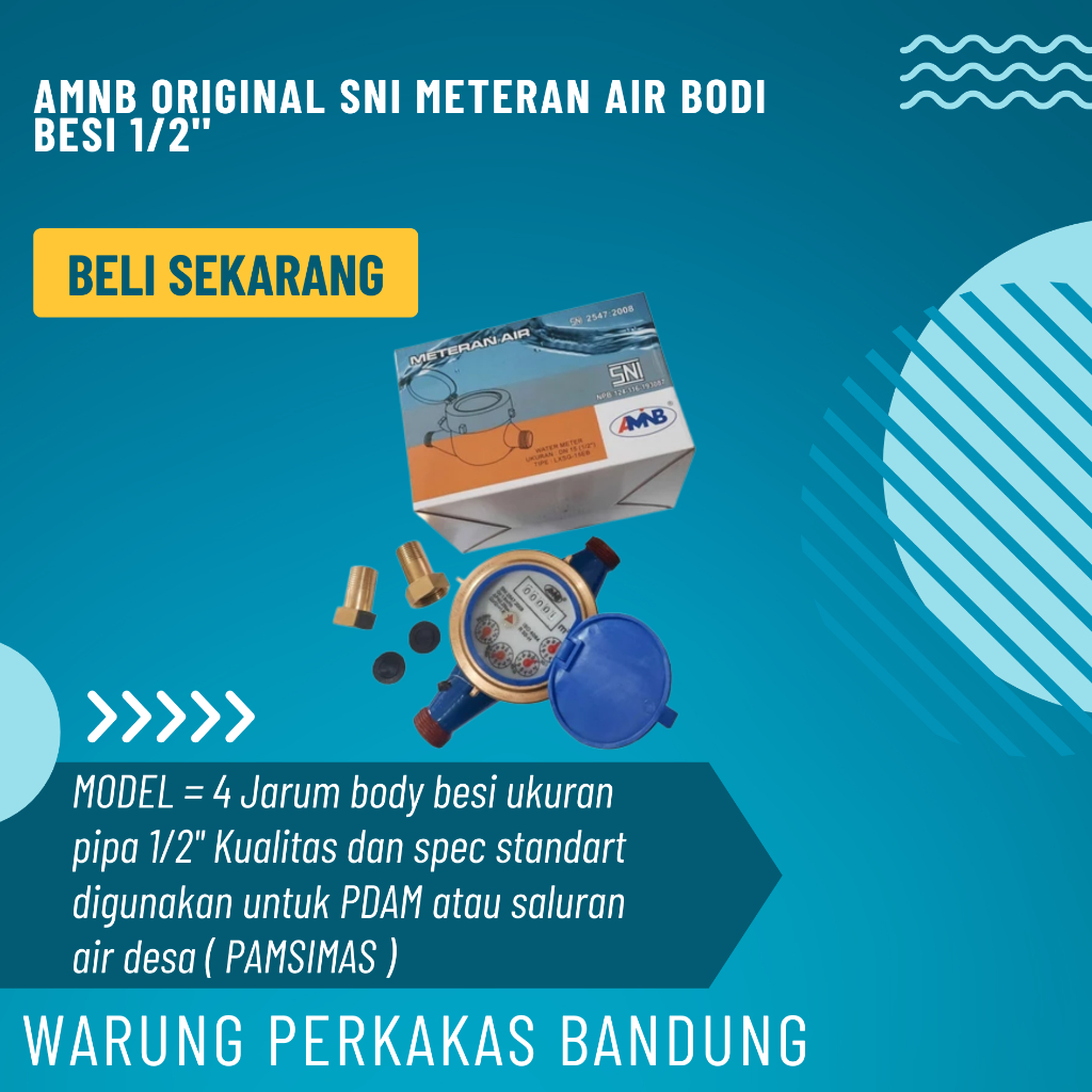 AMNB Original SNI Meteran Air Bodi Besi 1/2'' Standar PDAM Meteran air AMNB