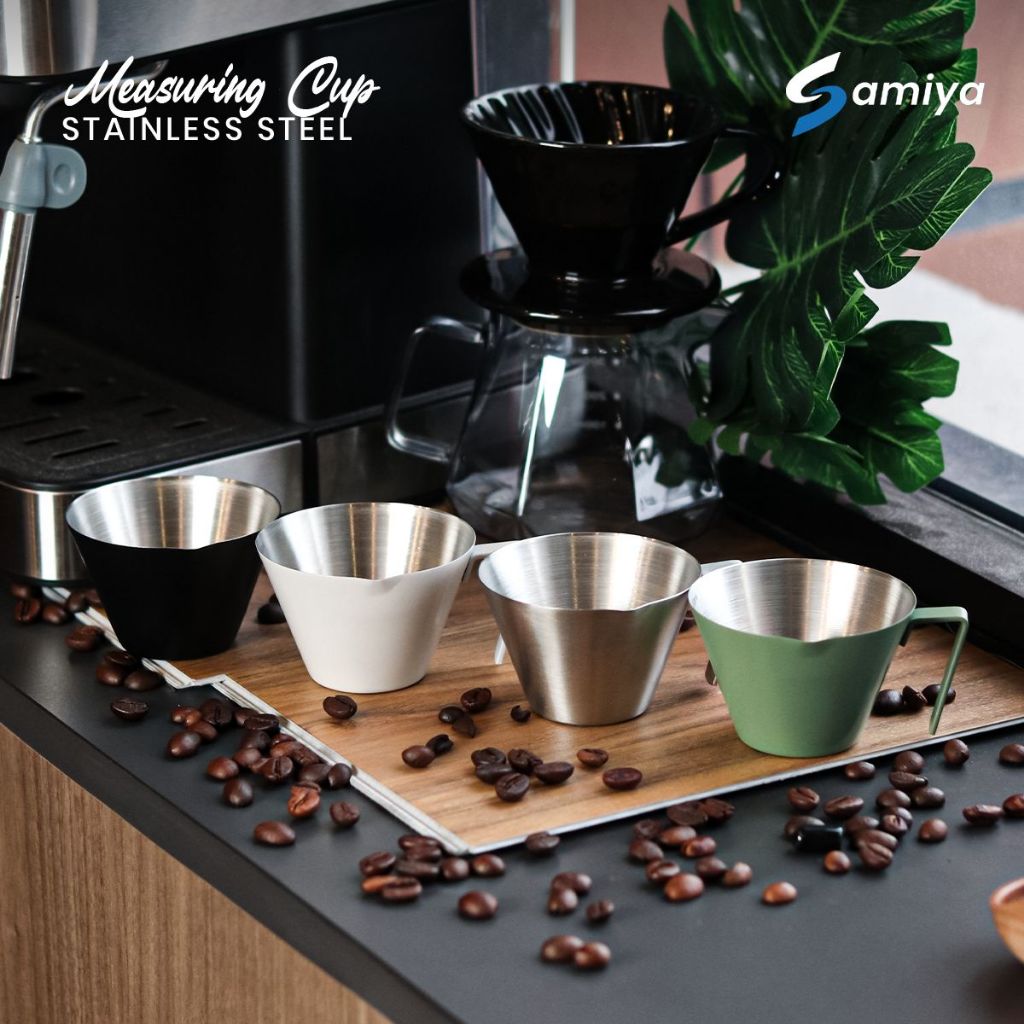 espresso extraction measuring cup stainless steel 304 with scale / gelas ukur takar kopi shot cup co
