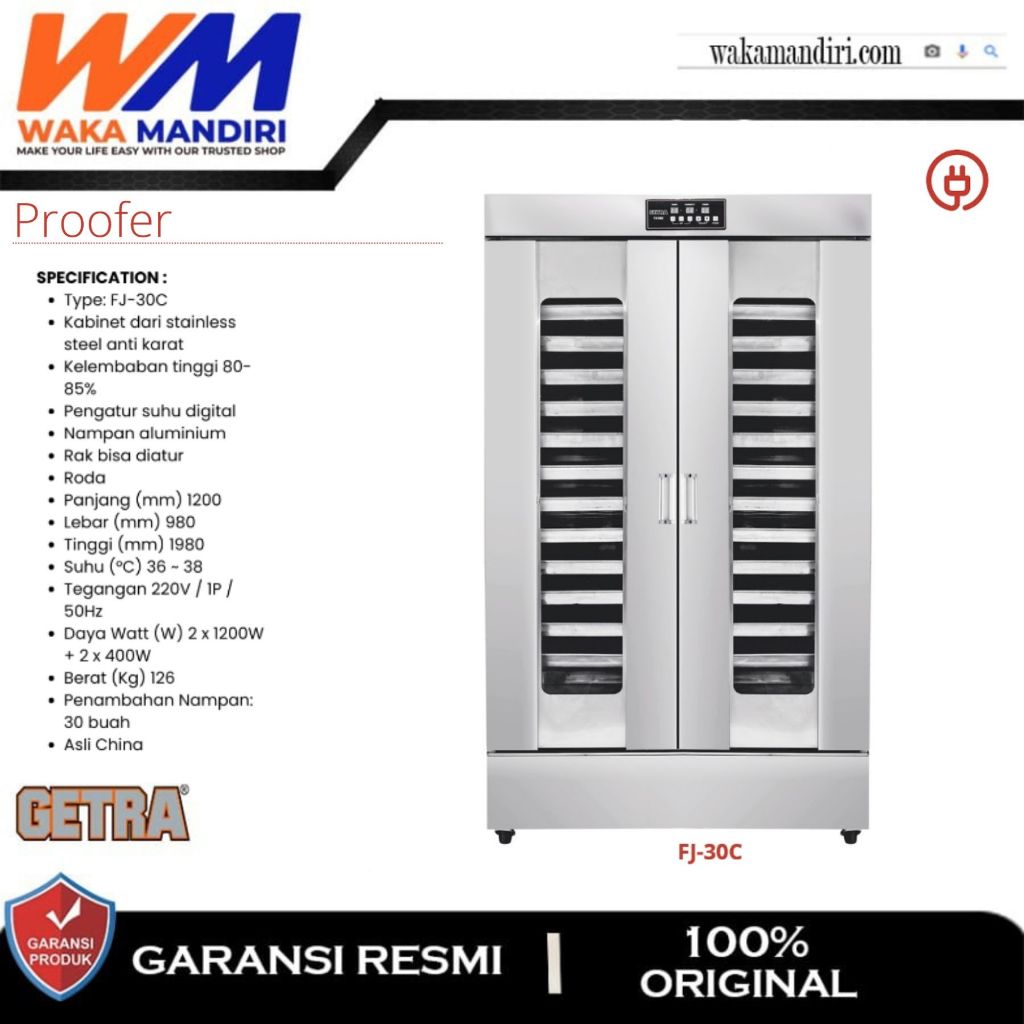 GETRA Electric PROOFER FJ-30C/ Electric Proofer FJ-30 Getra/Proofer Roti Getra 30 Tray