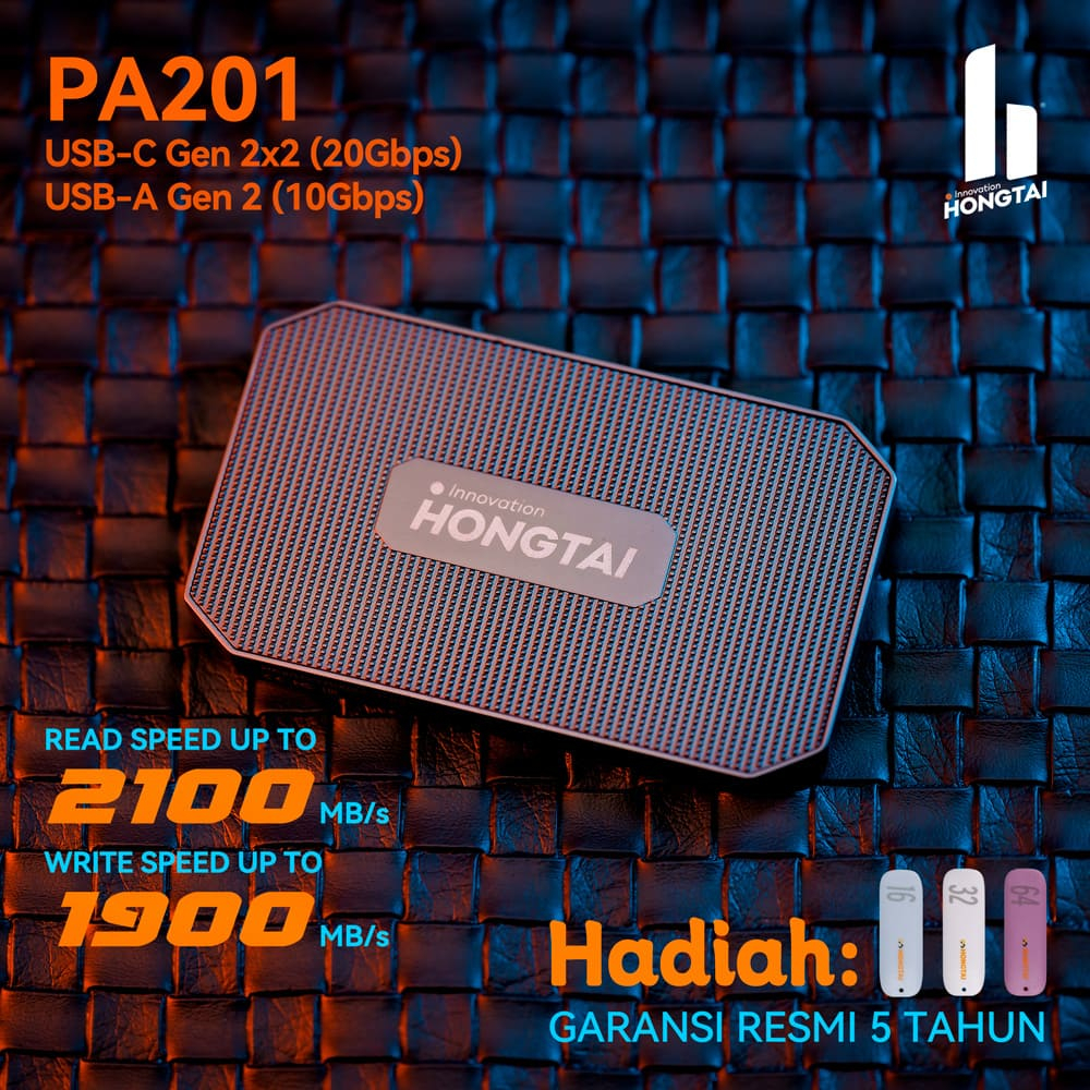 HONGTAI PA201 Portable SSD Kecepatan2100MB/s USB3.2 Gen2x2 External SSD untuk PS5/Xbox 512GB/1TB/2TB