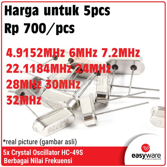 5pcs Crystal 4.9152MHz 6MHz 7.2MHz 22.1184MHz 24MHz 28MHz 30MHz 32MHz HC-49S XTAL Oscillator 32.000 