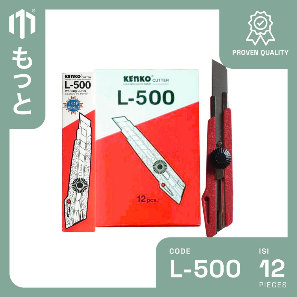 

Kenko Cutter L-500 - 18mm Blade - Pemotong Kertas - 1 Box Isi 12 Pack
