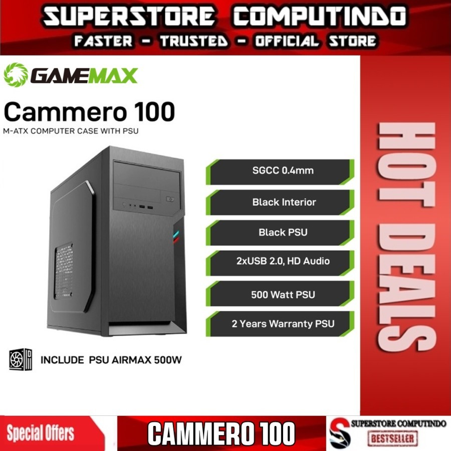Casing Airmax 100 Micro-ATX with 500W Power Supply | Airmax 100 From Gamemax