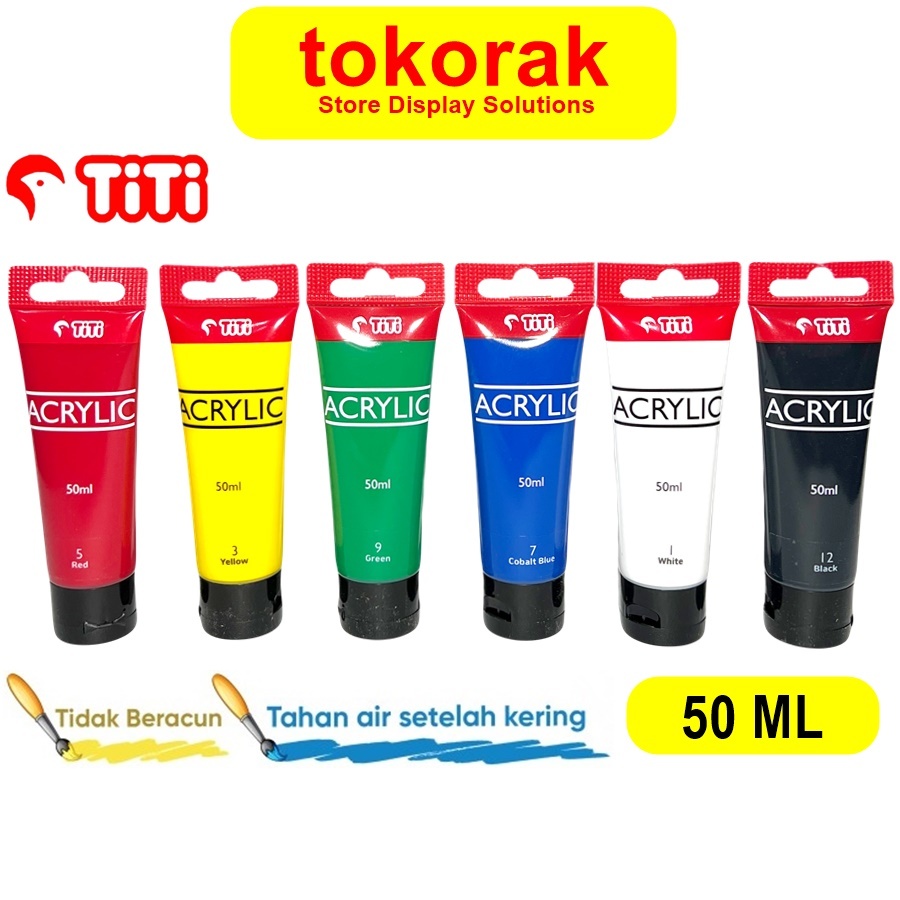 

TITI ACRYLIC COLOUR 50 ML PAINT ARTIST TITI CAT AKRILIK COLOR 50ML LUKIS GAMBAR TI-ACC-50 COBALT BLUE WHITE BLACK GREEN YELLOW RED
